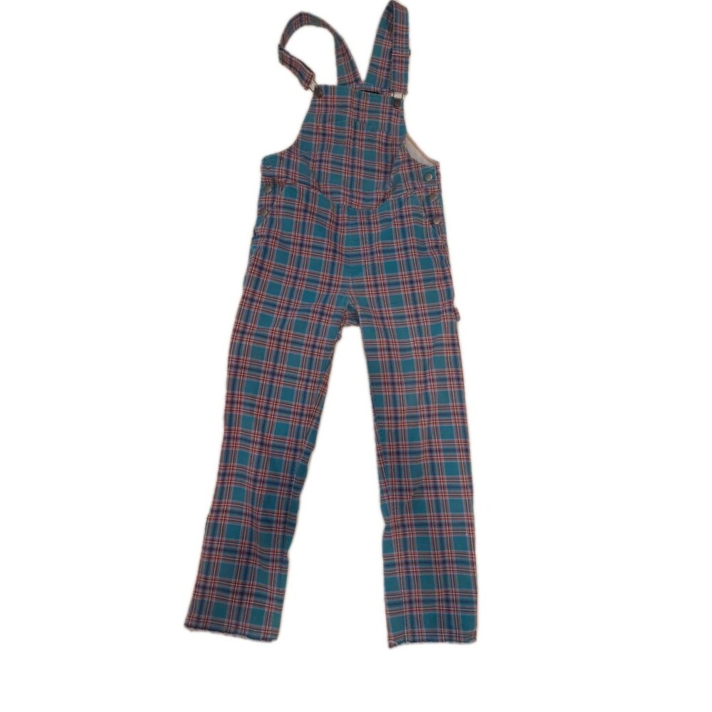 Wildfang Blue Plaid Fleece Women's Overalls XS XSMALL